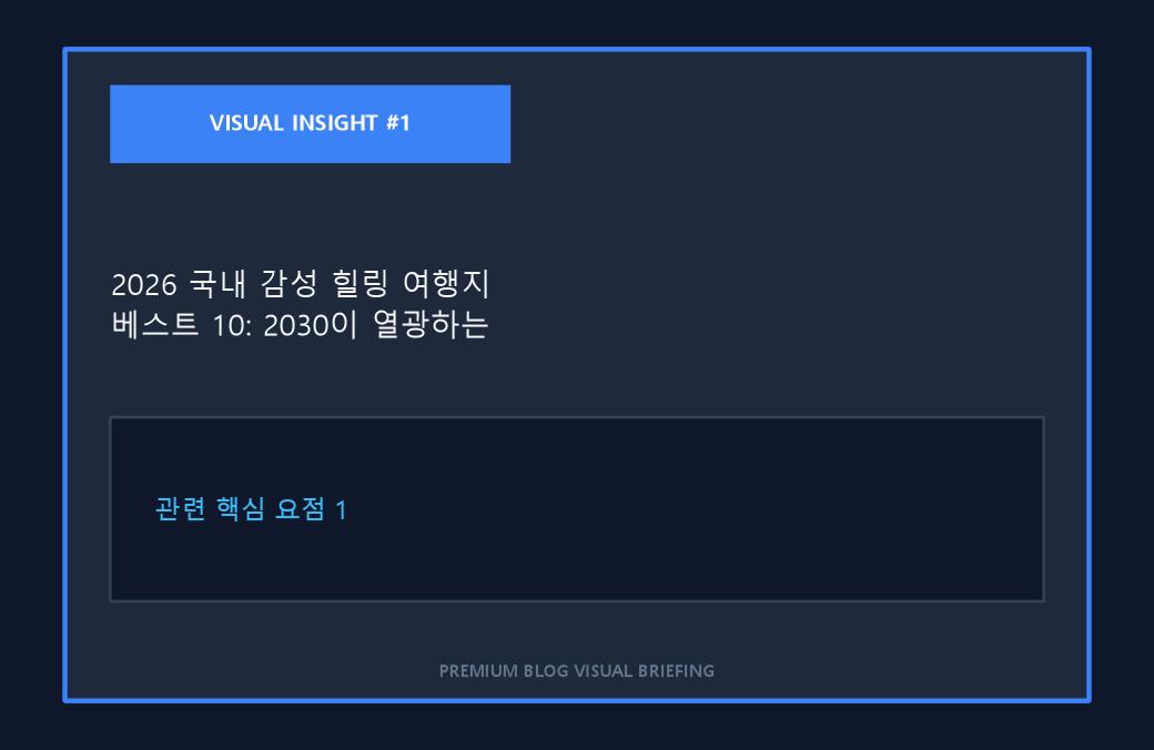2026 국내 감성 힐링 여행지 베스트 10: 2030이 열광하는 숨은 명소