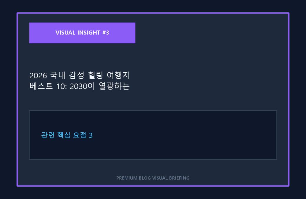 2026 국내 감성 힐링 여행지 베스트 10: 2030이 열광하는 숨은 명소 이미지 3