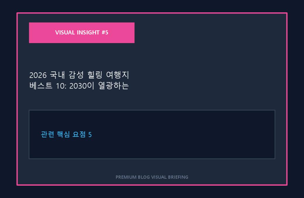 2026 국내 감성 힐링 여행지 베스트 10: 2030이 열광하는 숨은 명소 이미지 5
