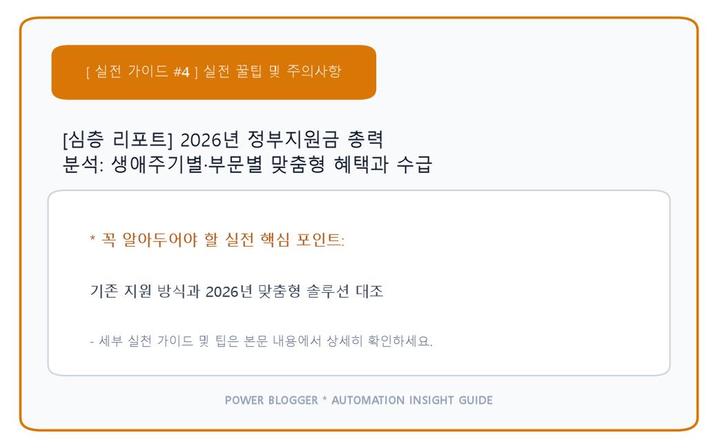 [심층 리포트] 2026년 정부지원금 총력 분석: 생애주기별·부문별 맞춤형 혜택과 수급 전략 이미지 4